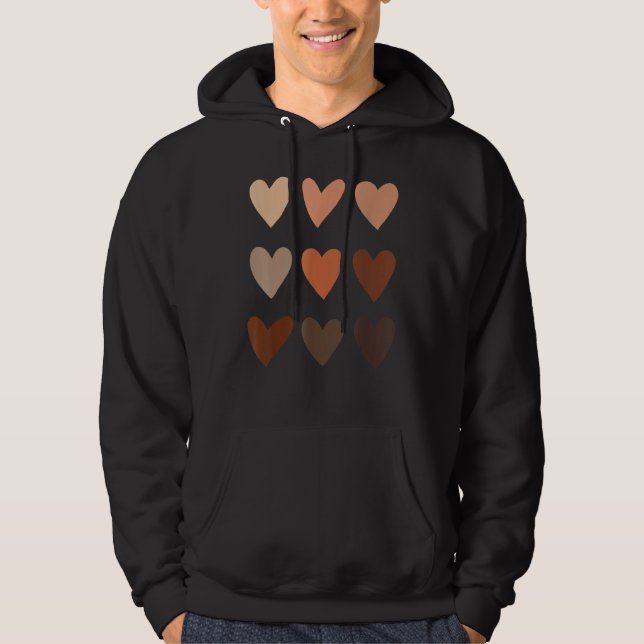 Moletom Melanin Skin Tone Hearts, Be Kind, Black History M (Frente)