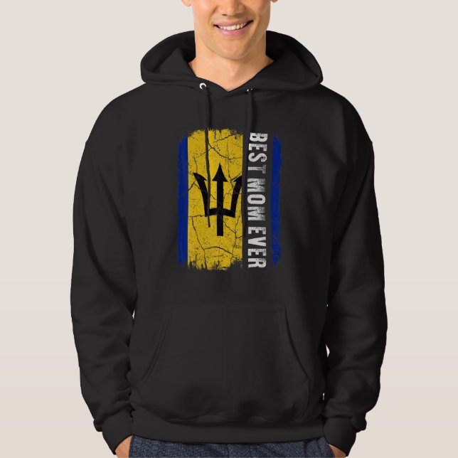 Moletom Melhor Dia de as mães de Bandeira Mãe de Barbados (Frente)