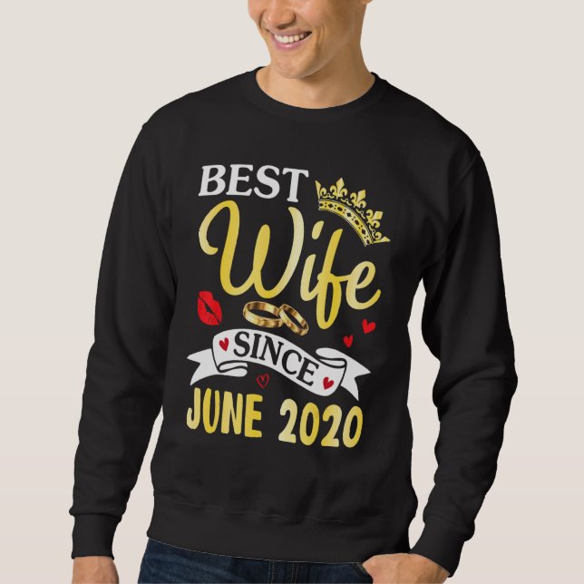 Moletom Melhor Esposa Desde Junho De 2020 Feliz Anniversar (Frente)