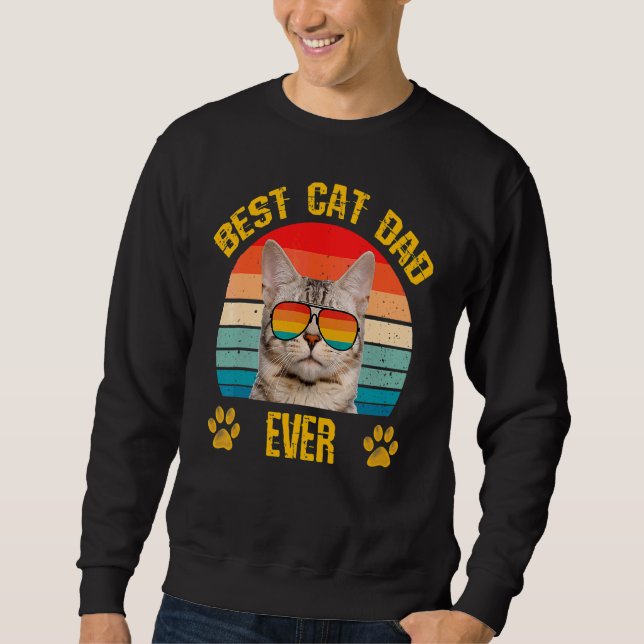 Moletom Melhor Pai De Gato Papá Cat Com Óculos De Sol Retr (Frente)