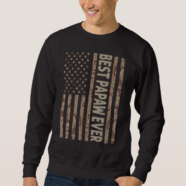 Moletom Melhor Papaw Americano Bandeira Avô Fa (Frente)