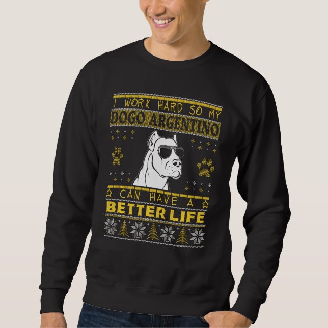 Moletom Melhor Vida Com Dogo Argentino Engraçado Christm F (Frente)