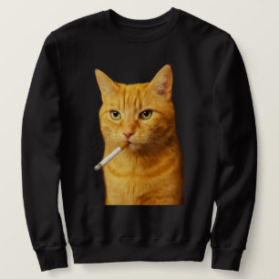 Moletom Meme de Gato Idiota Legal Engraçado Gato Fumando C