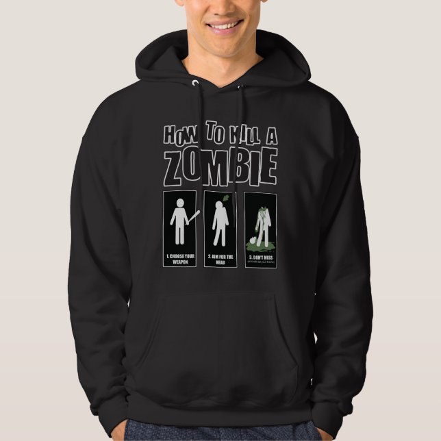 Moletom Meme Zombie Engraçado - Como Matar Um Zombie (Frente)