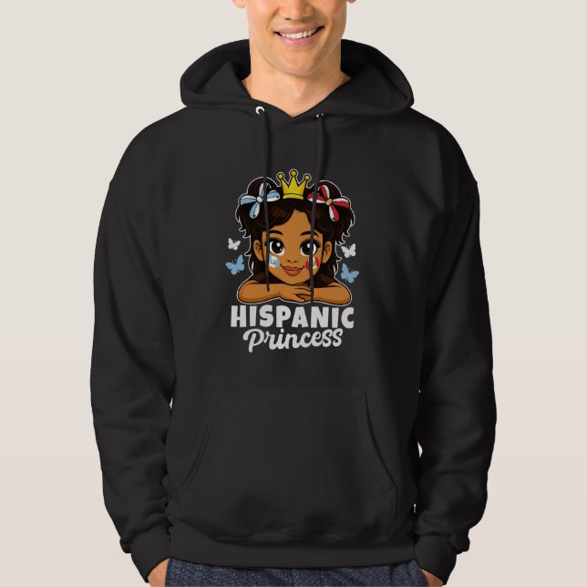 Moletom Menina Princesa Hispânica Bandeira da Guatemala e  (Frente)