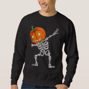 Moletom Menino Dabbing Abóbora Esqueleto Halloween Dab Dan