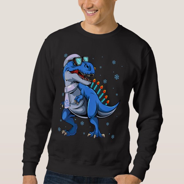 Moletom Menorasaurus Rex Shirt T Rex Dinossaur Hanukkah pa (Frente)
