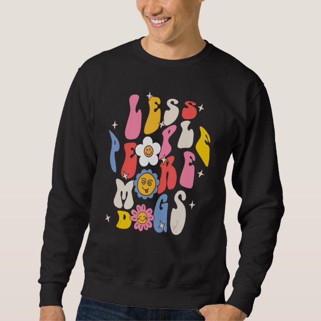 Moletom Menos Pessoas Mais Cães Cão Mãe Retro Groovy (Frente)