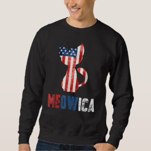 Moletom Mens 4 De Julho Meowica Cat Patriótica American Fl