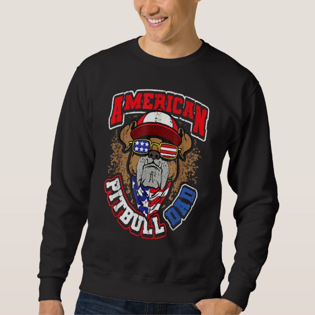 Moletom Mens American Pitbull Pai 4 De Julho (Frente)