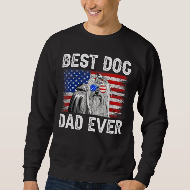 Moletom Mens Best Yorkshire Terrier Pai Ever American Flag (Frente)
