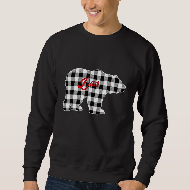 Moletom Mens Buffalo Black and White Plaid Dad Bear Christ (Frente)
