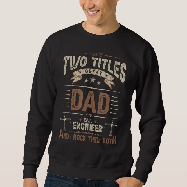Moletom Mens Civil Engineer Dad Engineering Jokes Two Titl (Frente)