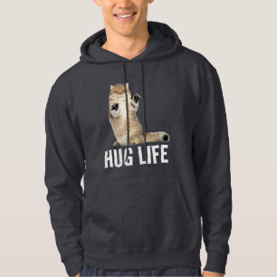 MOLETOM MENS DE HOODIE DE HOODIE DE HUG LIFE DE GATO FUNNY