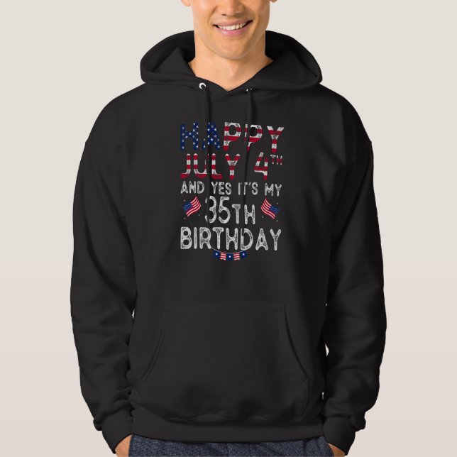 Moletom Mens Happy 4 de julho e Sim, é o meu 35º aniversár (Frente)