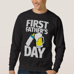Moletom Mens Happy First Dia de os pais Bebê Garrafa Nova