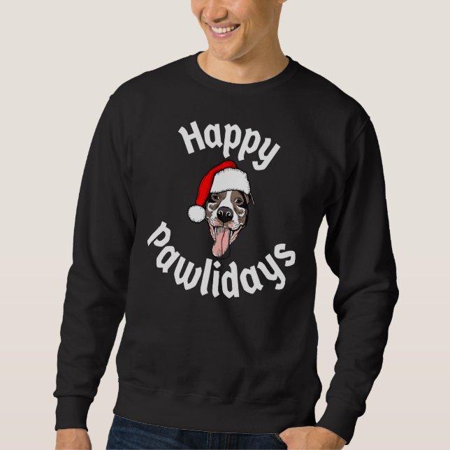 Moletom Mens Happy Pawlidays Feliz Pitmas Pitbull Christma (Frente)