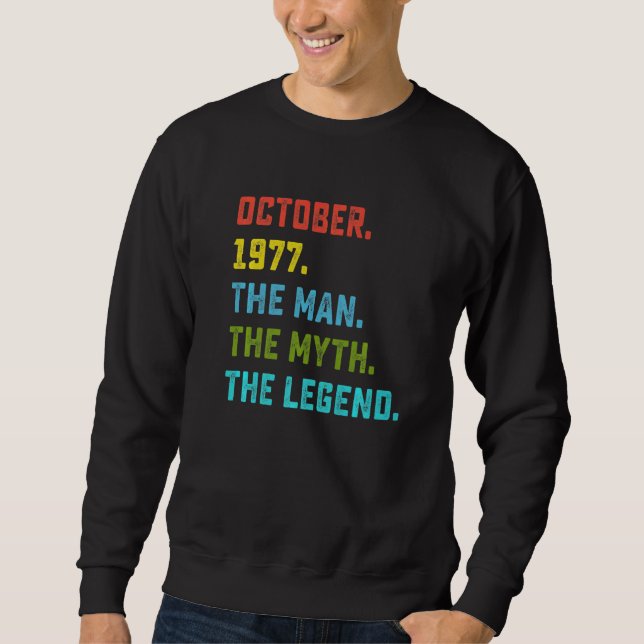 Moletom Mens Man Myth Legend outubro de 1977 45º aniversár (Frente)