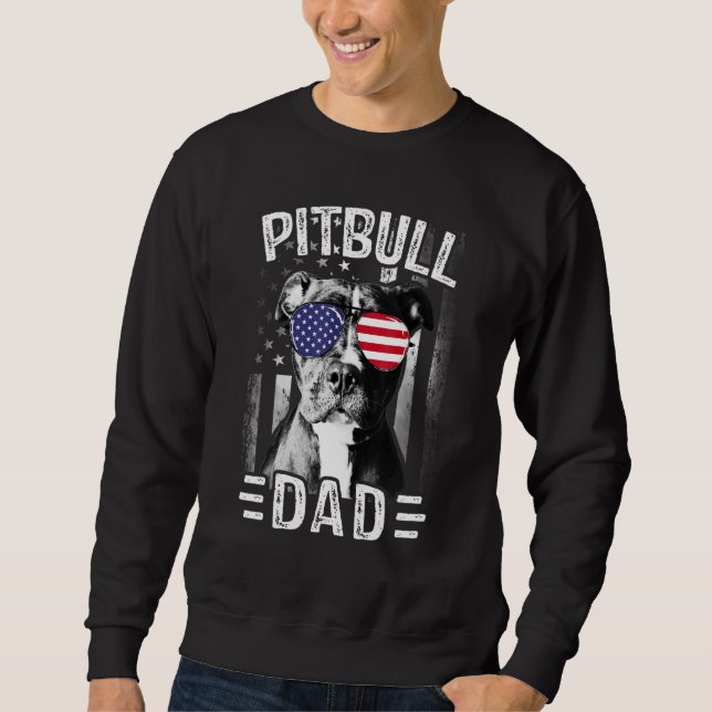 Moletom Mens Melhor Pai Pitbull Nunca Cachorro Bandeira Us (Frente)