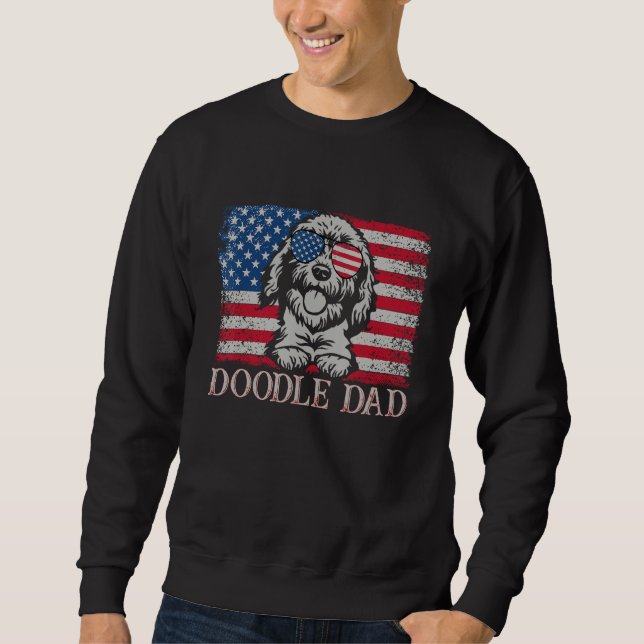 Moletom Mens Mens Doodle Dad Goldendoodle Dog American Fla (Frente)