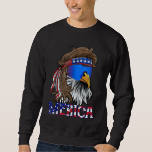 Moletom Mens Merica Eagle Mullet American Flag USA Men 4º