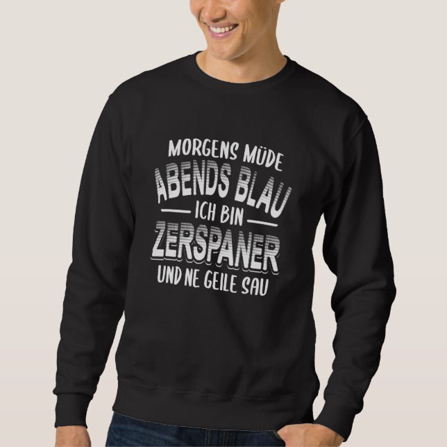 Moletom Mens Morning Cansado Noite Azul Eu Sou Zerspaner E (Frente)