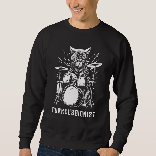 Moletom Men's Percussion Drummer Drumming Drums cat item (Frente)