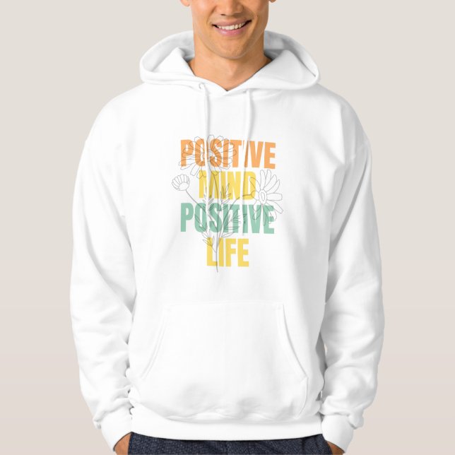 Moletom Mente Positiva Vida Positiva Tipografia Floral (Frente)