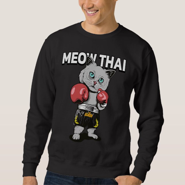 Moletom Meow Thai  Lutador de Muay Thai Gato Boxe Tailandê (Frente)