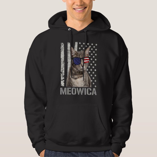 Moletom Meowica Cat 4º De Julho Patriótico Eua Ameri (Frente)