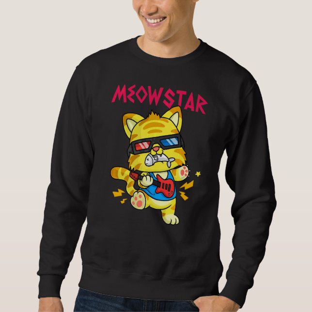 Moletom Meowstar E Long Live Rock E Roll (Frente)