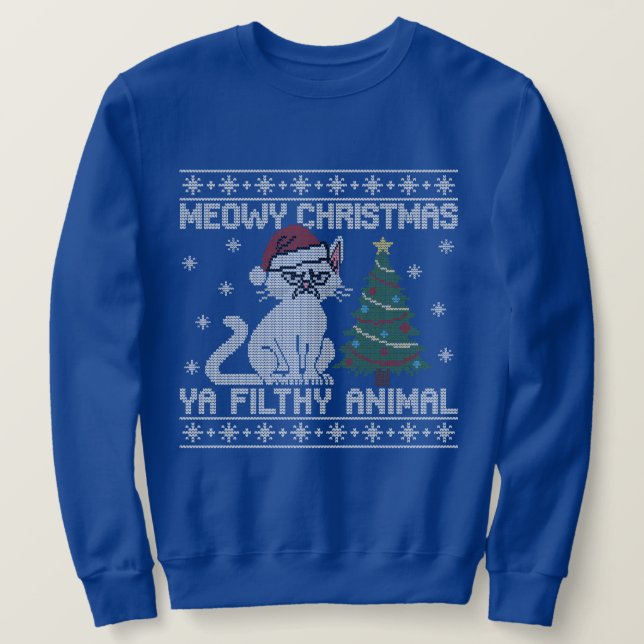 Moletom Meowy Christmas Ya Filthy Animal - Ugly Christmas  (Frente do Design)