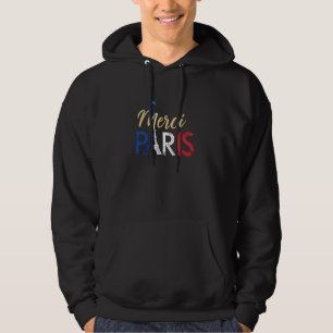 Moletom Merci Paris T-Shirt com Torre Eiffel em francês Fl
