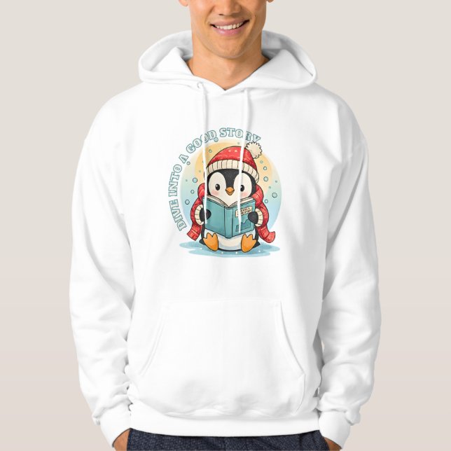 Moletom Mergulhe Em Uma Boa História Penguin Sweatshirt Ca (Frente)