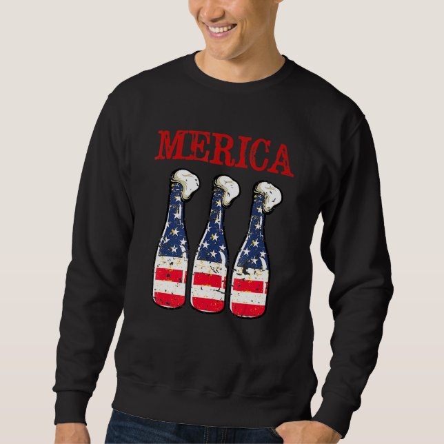 Moletom Merica American Flag 4 De Julho Beer Bebendo 3 (Frente)