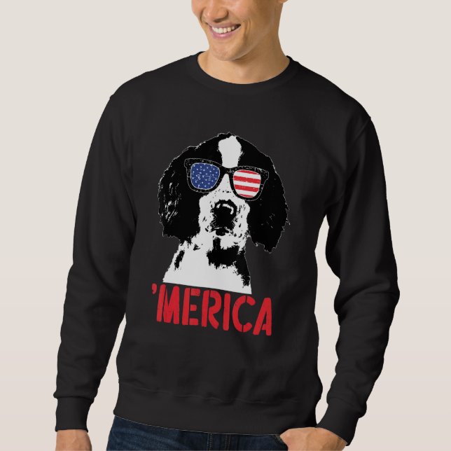 Moletom Merica Cocker Spaniel Inglês Bandeira Americana 4º (Frente)