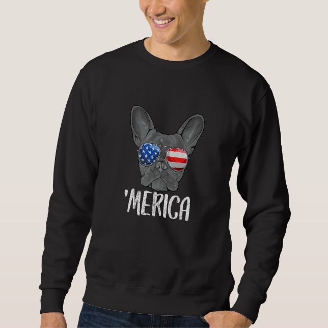 Moletom Merica French Buldog Dog 4 De Julho American Fla (Frente)