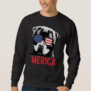 Moletom Merica Rottweiler Dog American Flag Sunglass 4º