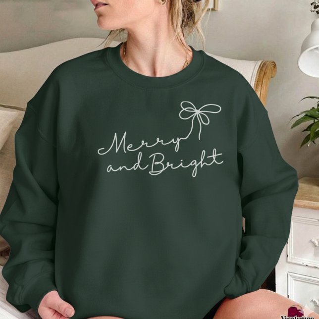 Moletom Merry and Bright Typography Christmas Holiday  (Merry and Bright Typography Christmas Holiday Sweatshirt)