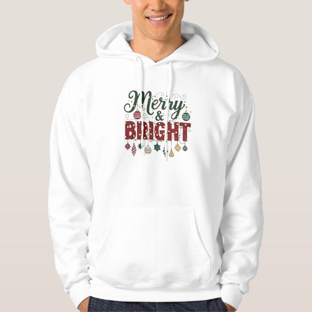 Moletom Merry & Bright – Festive Christmas Typography (Frente)