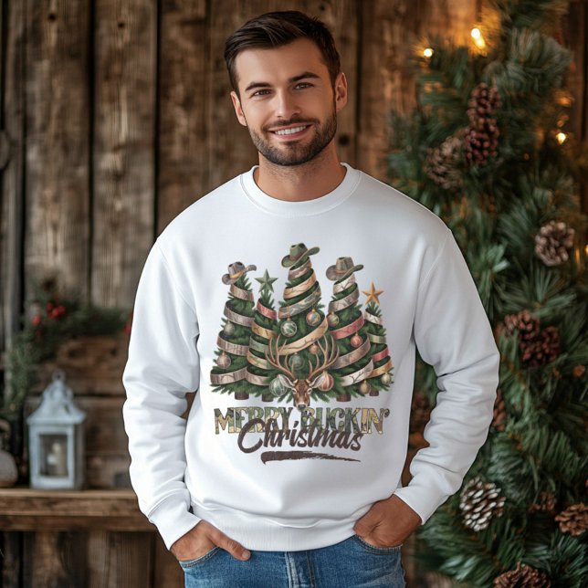 Moletom Merry Buckin’ Christmas – Camo Cowboy Tree  (Criador carregado)