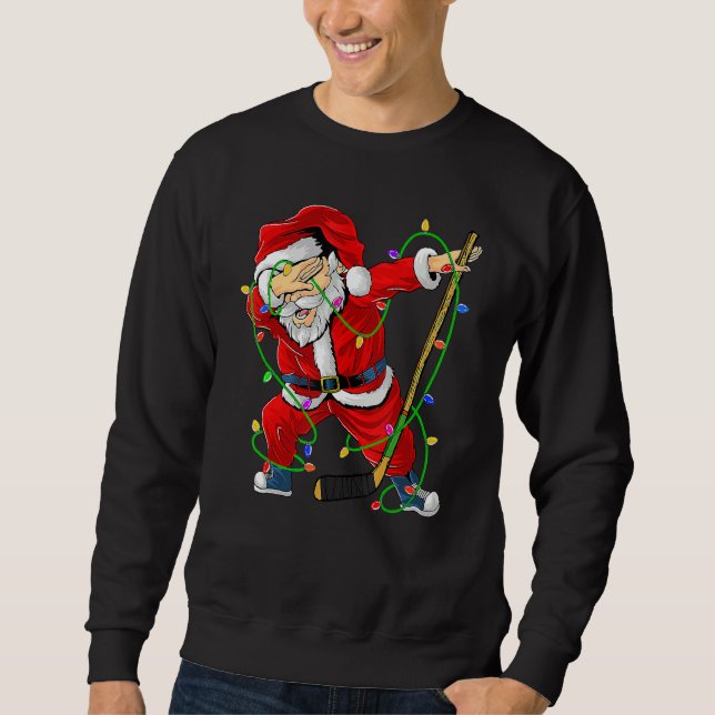 Moletom Merry Christmas Ice Hockey Dabbing Santa Claus Hoc (Frente)