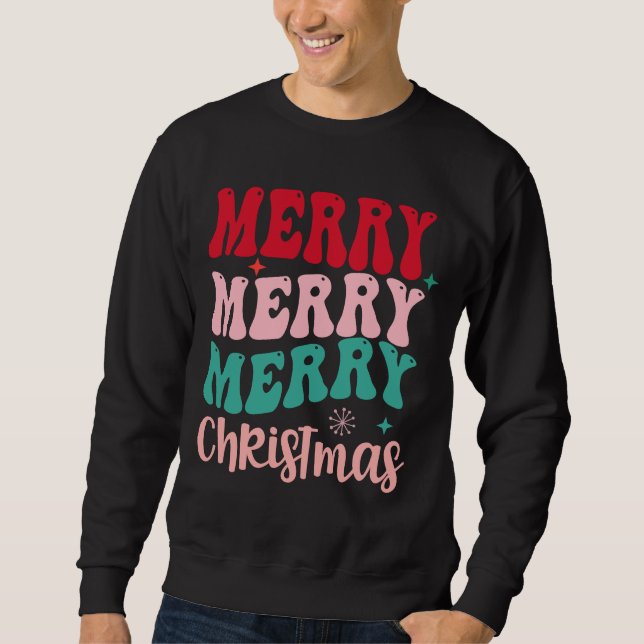 Moletom Merry Merry Merry Christmas Retro (Frente)