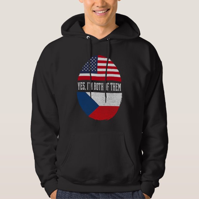 Moletom Metade Americano Metade Tcheco Bandeira EUA Repúbl (Frente)