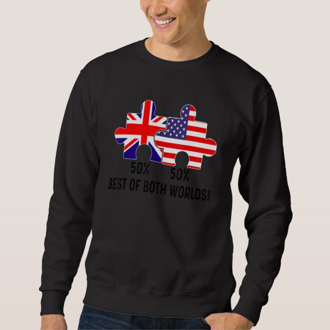 Moletom Metade do mapa americano de bandeira britânica com (Frente)
