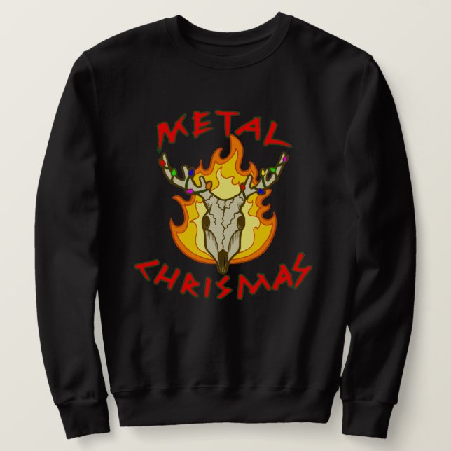 Moletom Metal Christmas Punny Reindeer Skull  (Frente do Design)