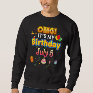Moletom Meu aniversário é 5 de julho Vintage 5 Happy Kid