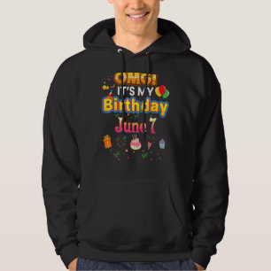 Moletom Meu aniversário é 7 de junho Vintage 7 Happy Kid