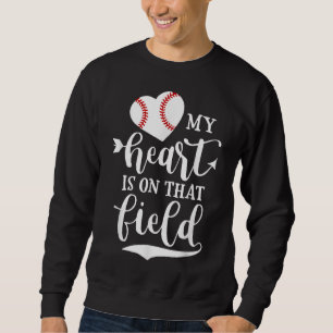 Moletom Meu Coração está no Campo Baseball Mãe