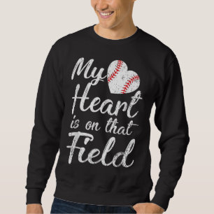 Moletom Meu Coração está no Campo Baseball Softball Mãe Gi